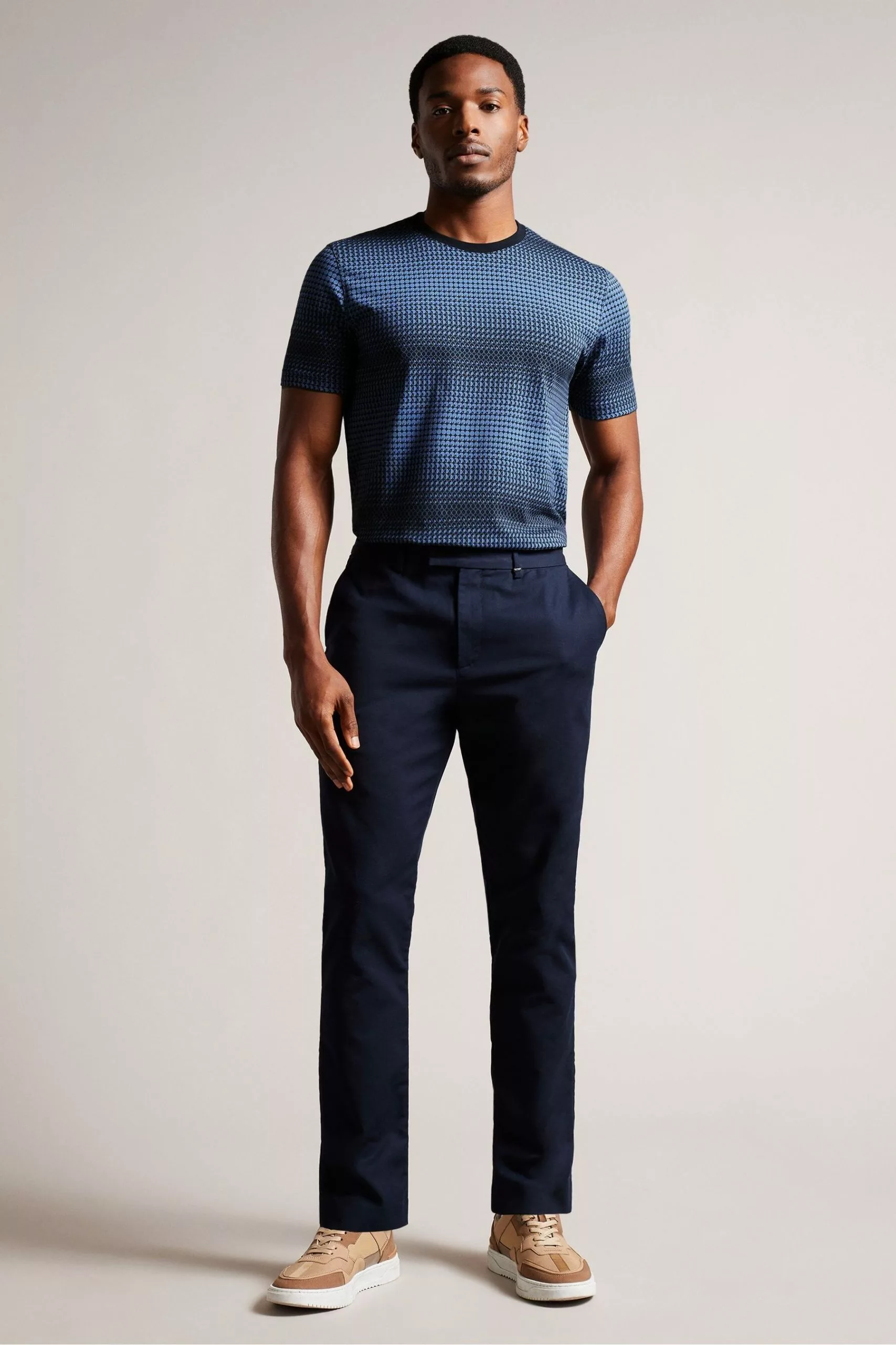 Ted Baker Ronete Blue Short Sleeved Regular Fit Geo T-Shirt - Image 3