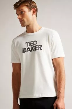 Ted Baker Kenedy White Short Sleeved Regular Fit Branded T-Shirt