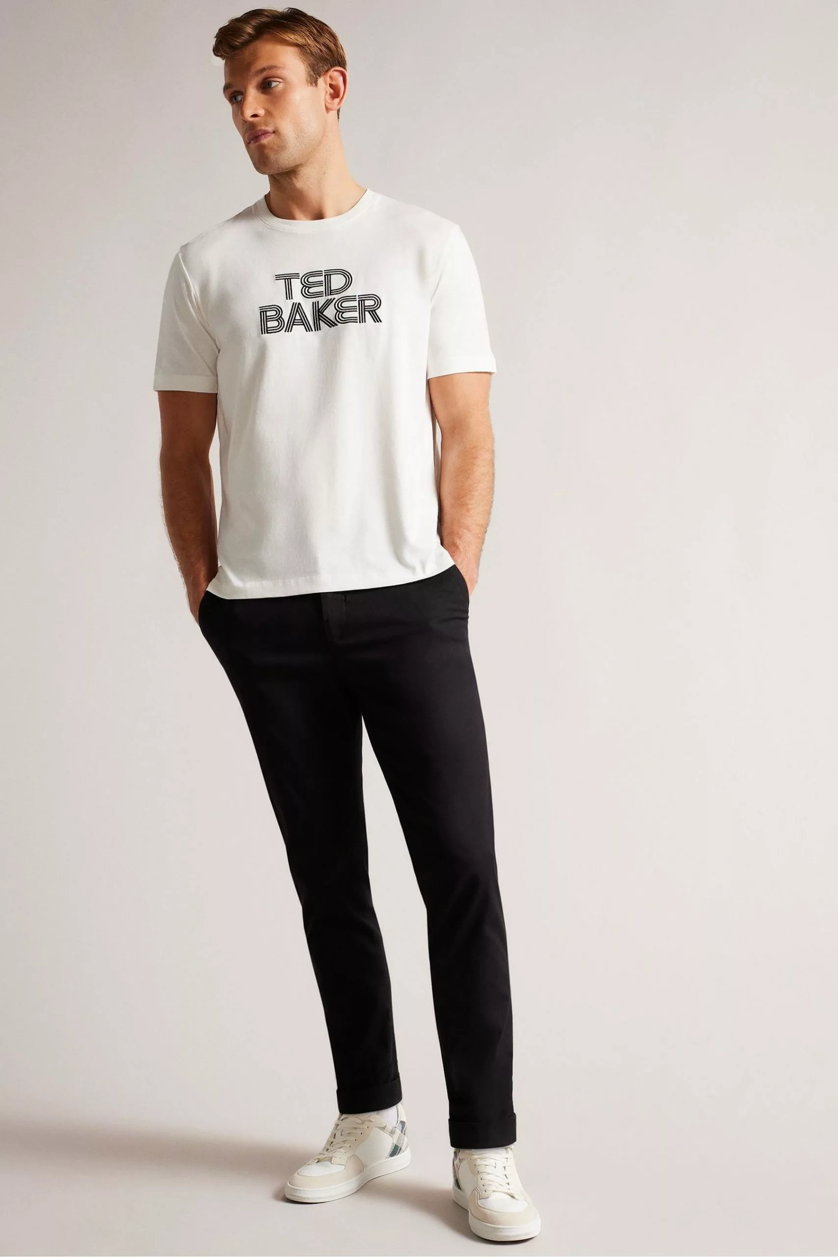 Ted Baker Kenedy White Short Sleeved Regular Fit Branded T-Shirt - Image 3