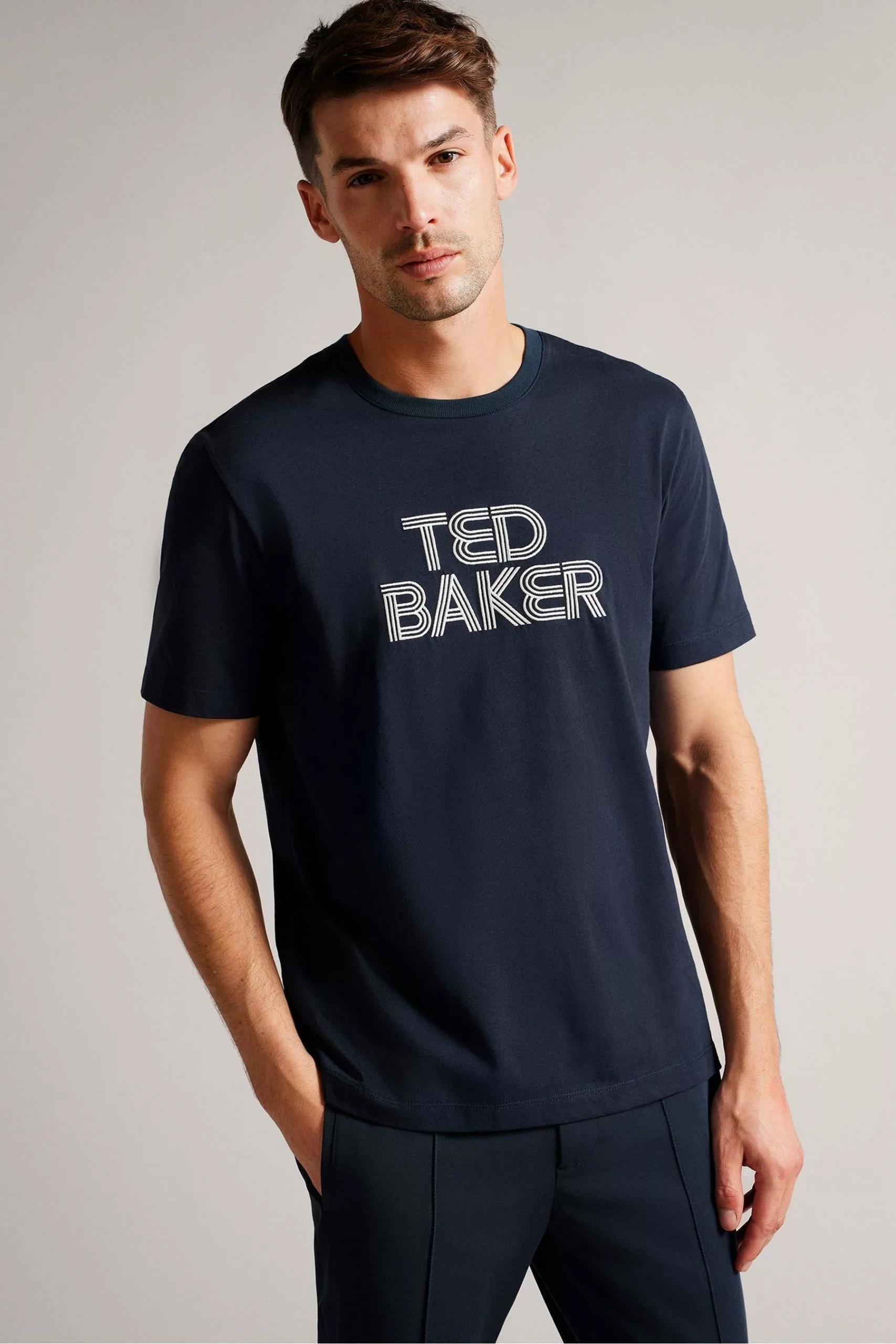 Ted Baker Kenedy Blue Short Sleeved Regular Fit Branded T-Shirt