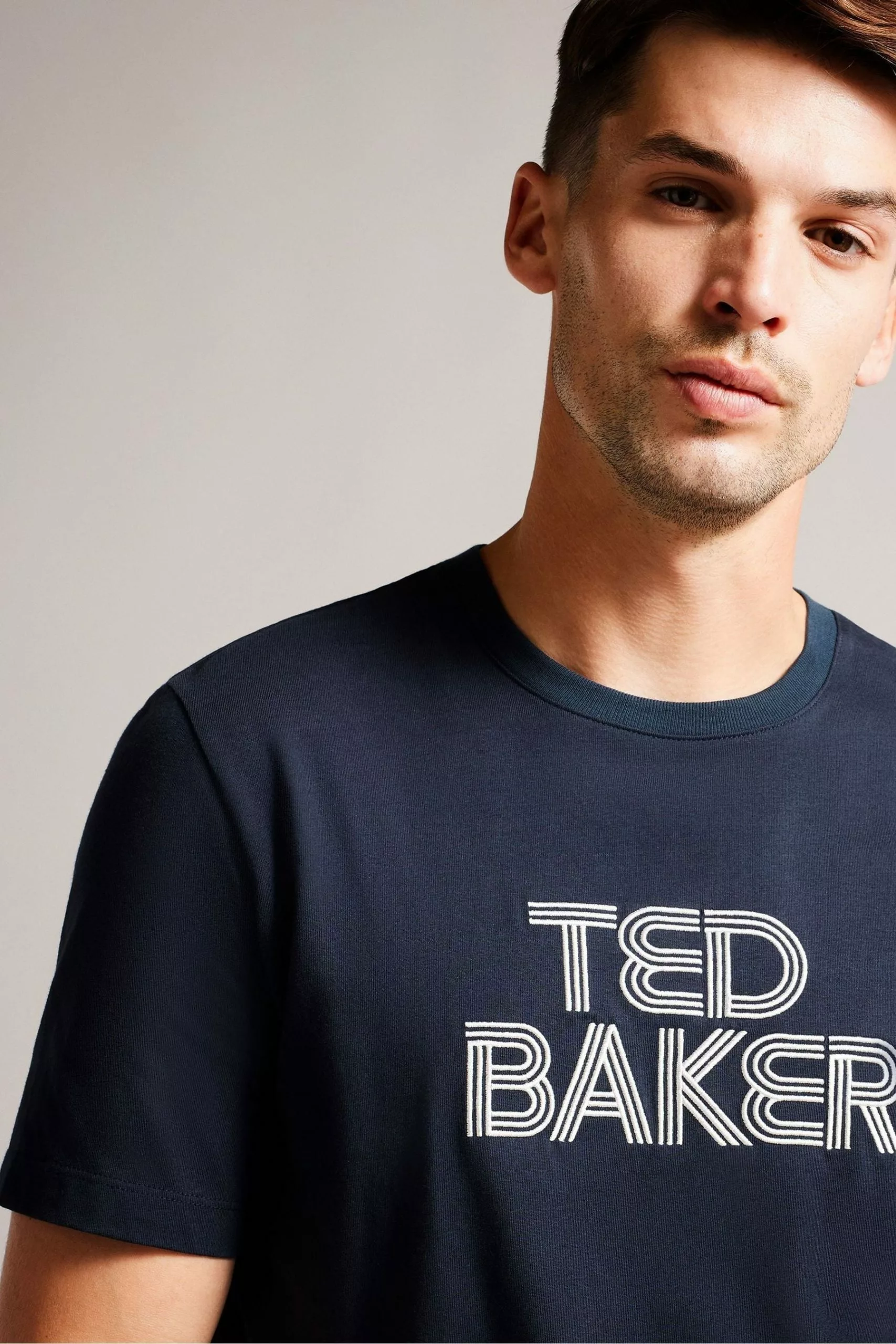 Ted Baker Kenedy Blue Short Sleeved Regular Fit Branded T-Shirt - Image 4