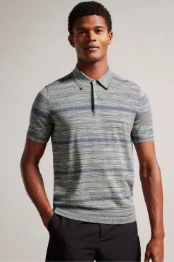Ted Baker Natural Mauda Short Sleeved Ombre Knitted Polo