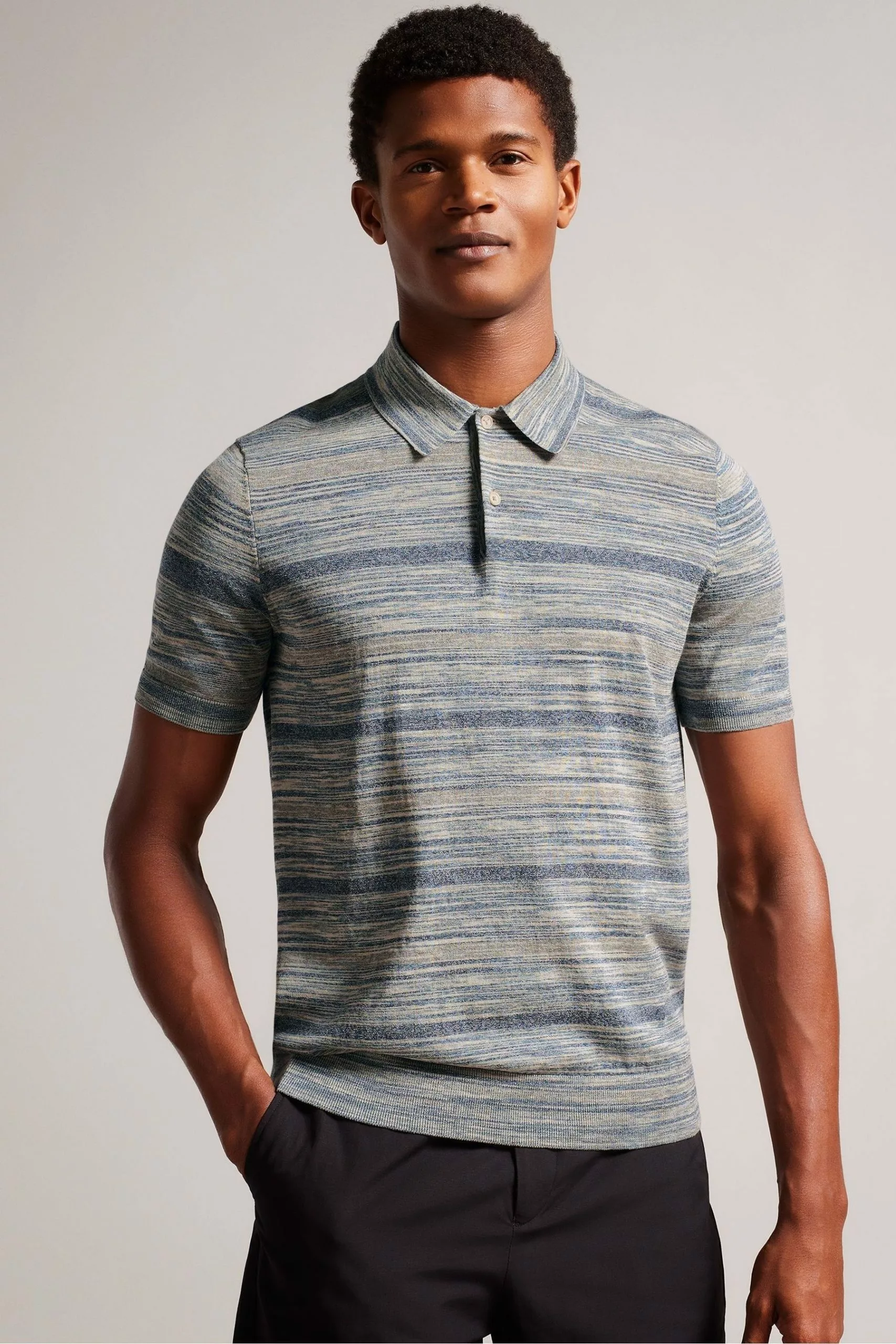 Ted Baker Natural Mauda Short Sleeved Ombre Knitted Polo