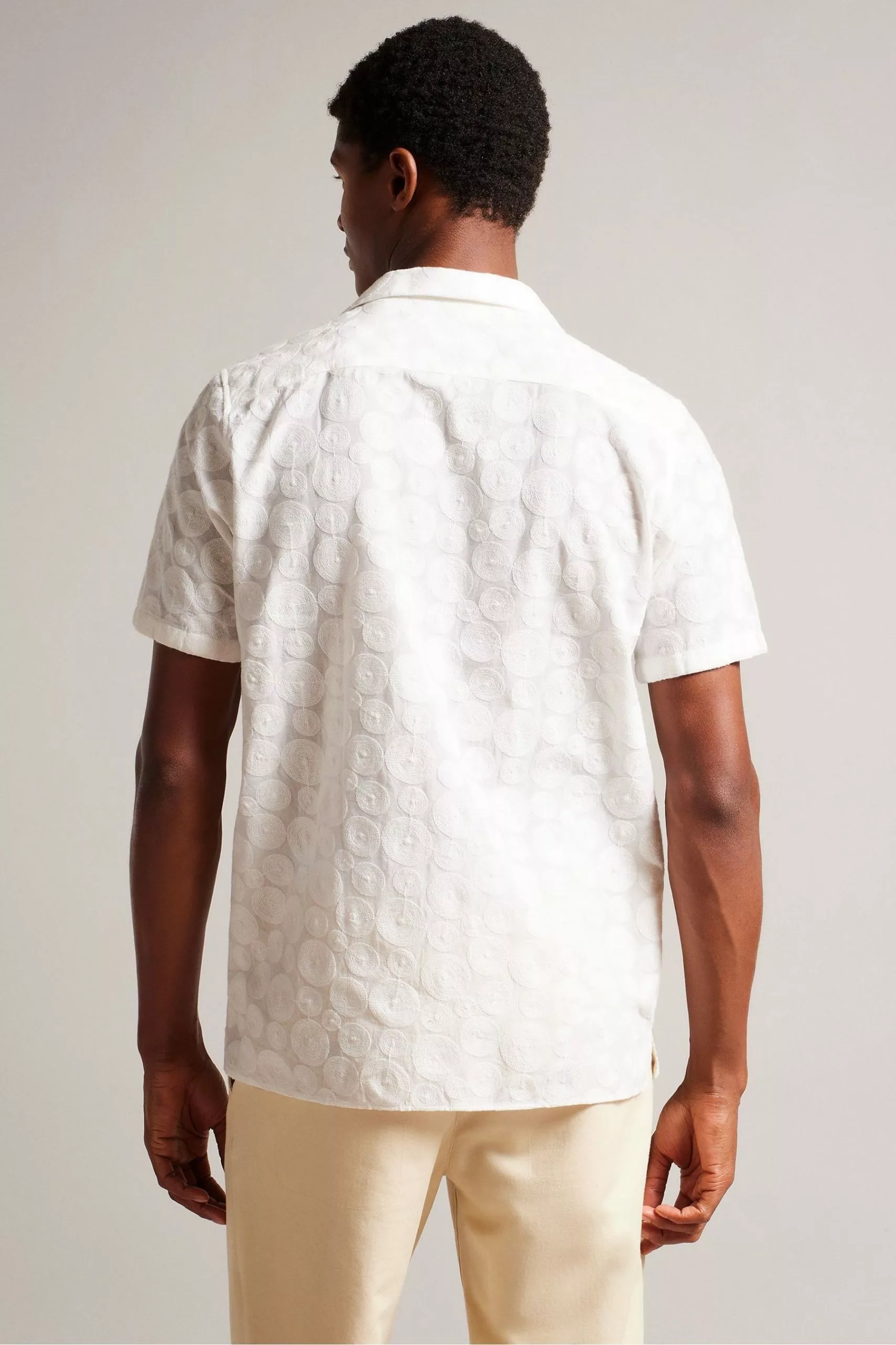 Ted Baker Allbury White Short Sleeve Embroidered Shirt - Image 2
