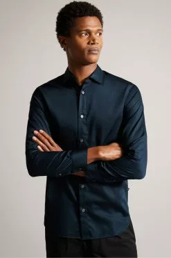 Ted Baker Blue Bellow Long Sleeve Stretch Smart Shirt