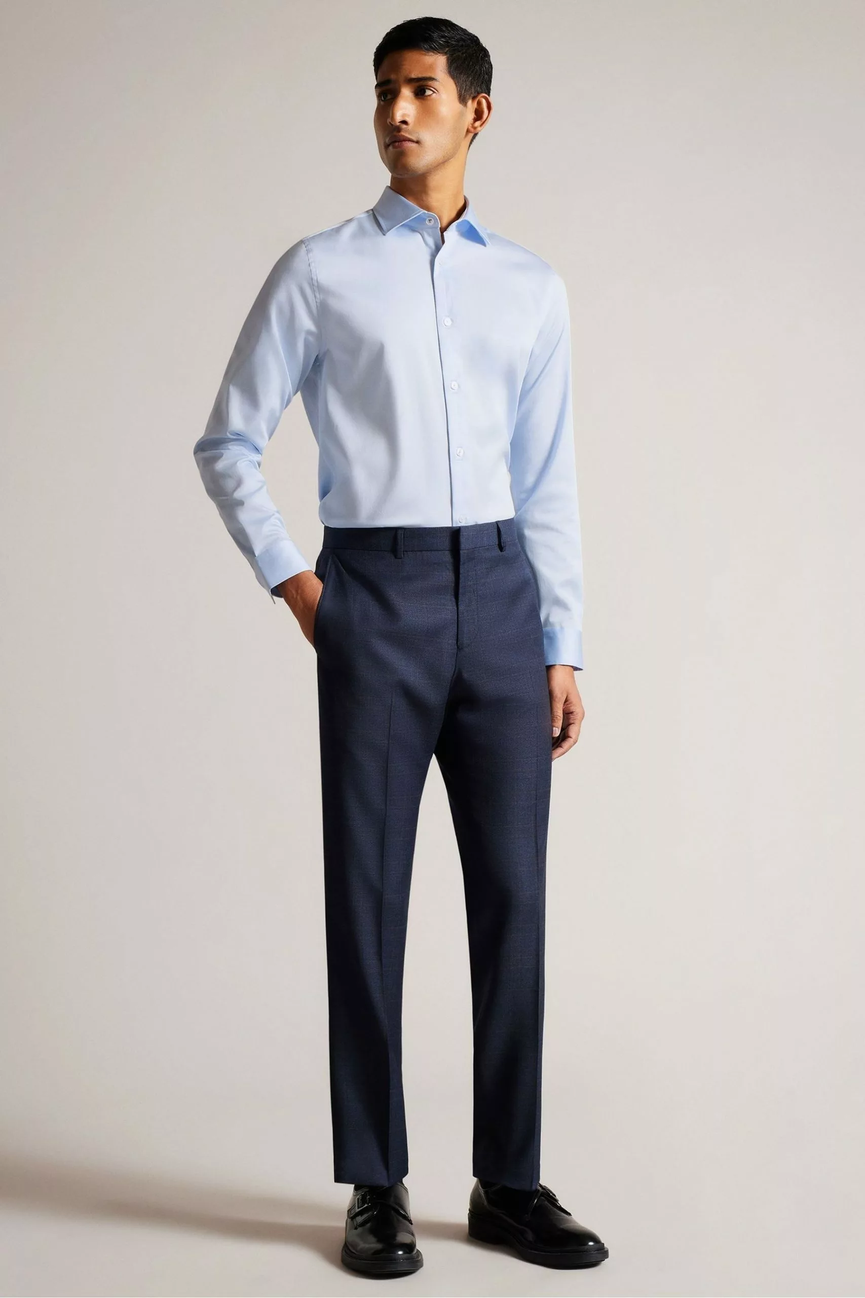 Ted Baker Blue Bellow Long Sleeve Stretch Smart Shirt - Image 3