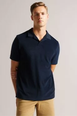 Ted Baker Blue Sndbank Short Sleeved Regular Fit Towelling Polo Shirt