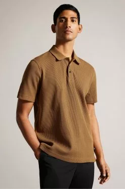 Ted Baker Natural Bute Short Sleeved Regular Fit Textured Polo