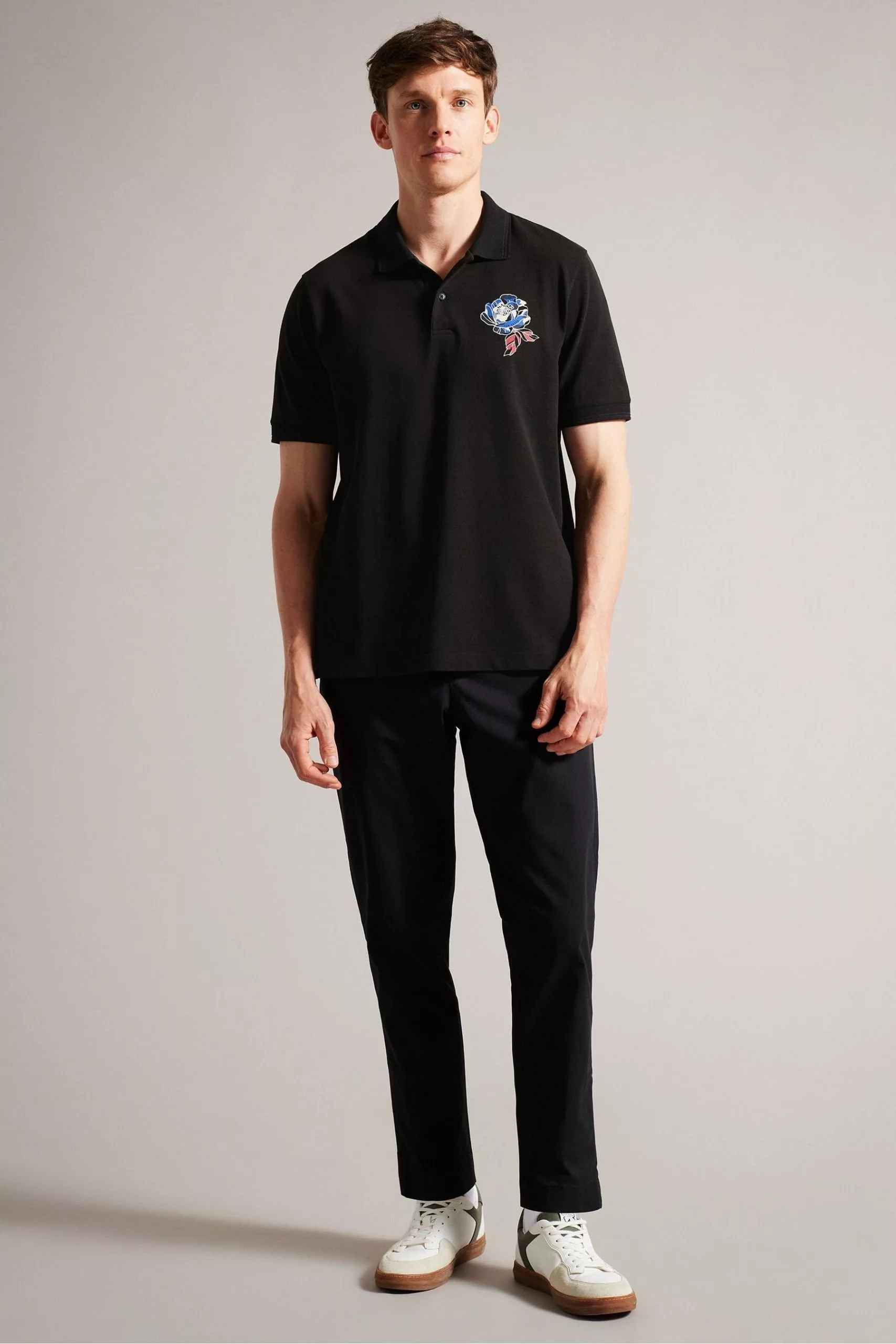Ted Baker Crownn Short Sleeve Coronation Themed Black Polo Shirt - Image 3