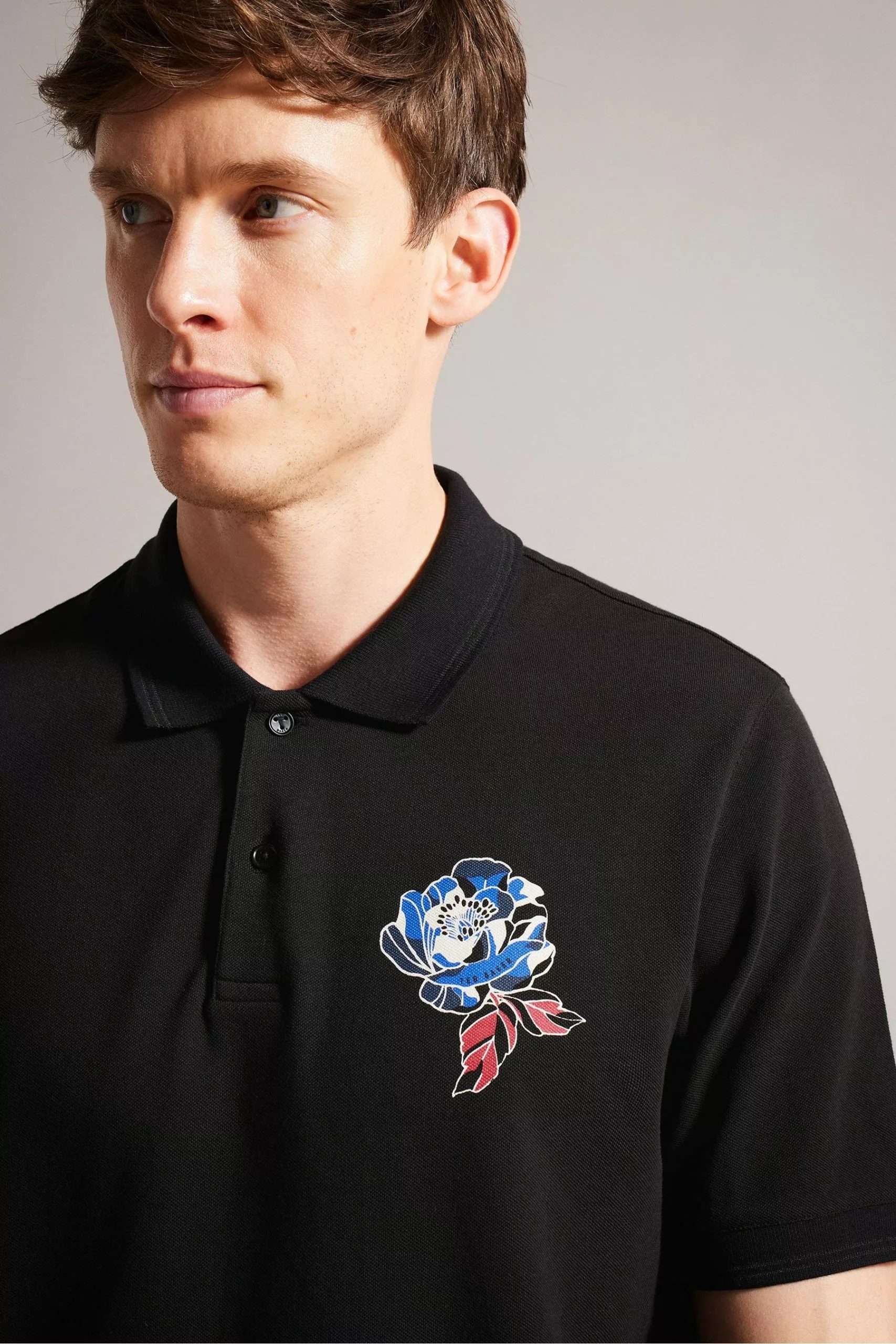 Ted Baker Crownn Short Sleeve Coronation Themed Black Polo Shirt - Image 4