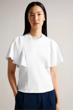 Ted Baker Nikilaa White Boxy T-Shirt With Angel Sleeves