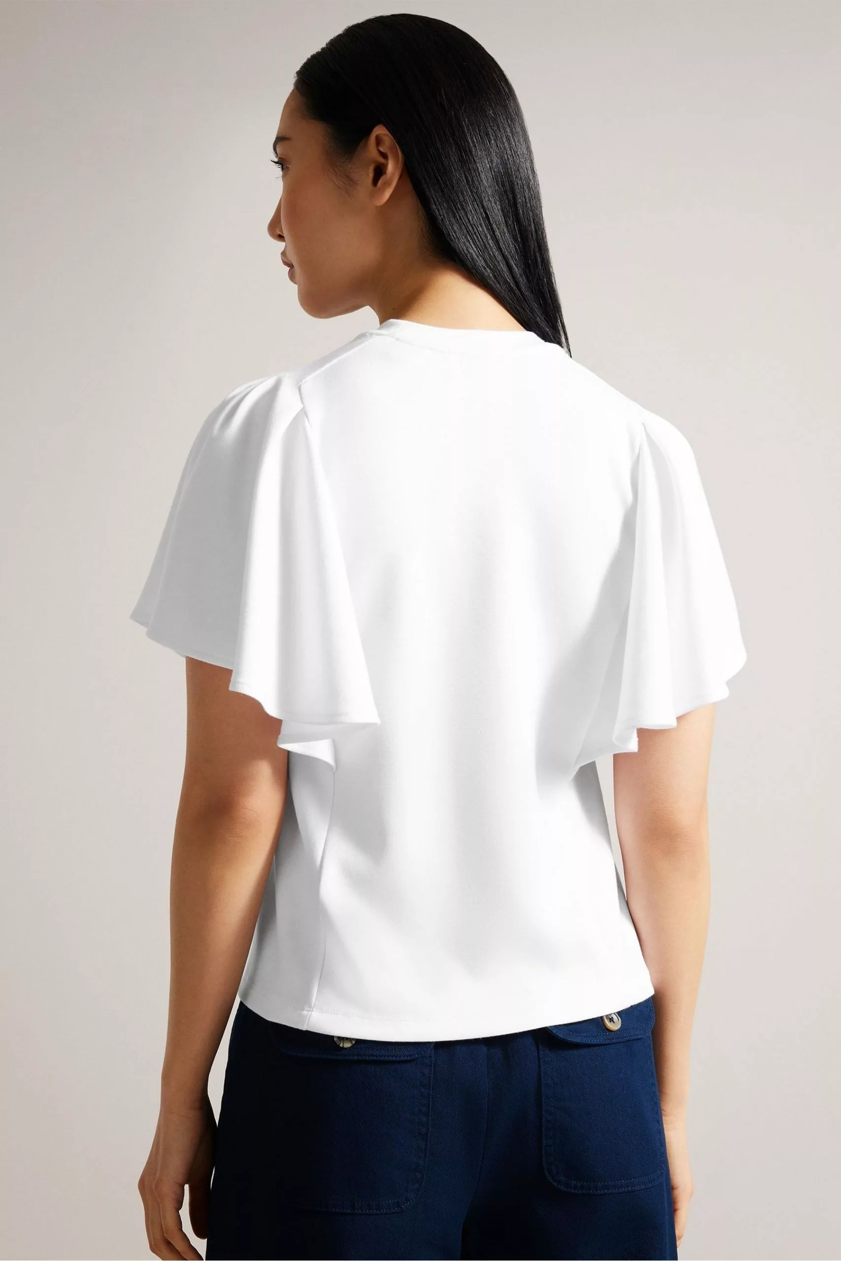 Ted Baker Nikilaa White Boxy T-Shirt With Angel Sleeves - Image 2