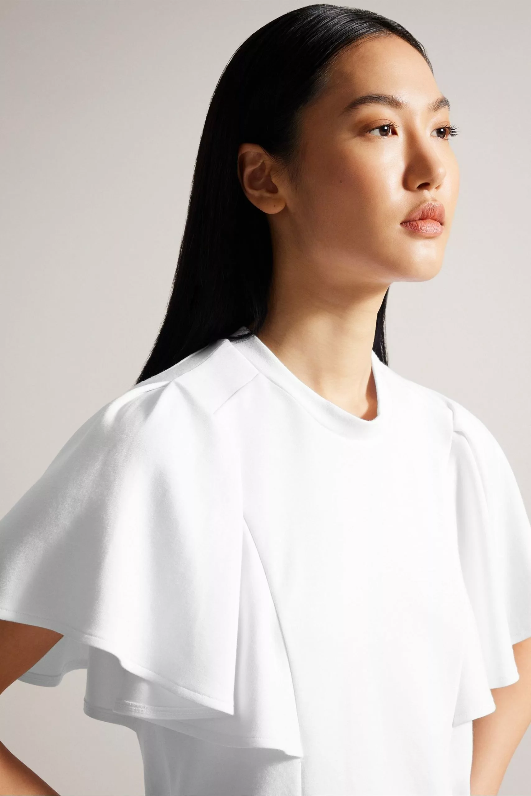 Ted Baker Nikilaa White Boxy T-Shirt With Angel Sleeves - Image 4