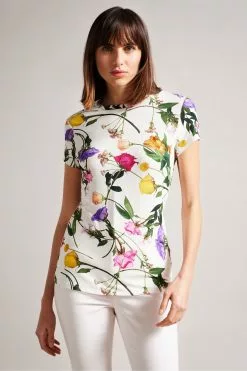 Ted Baker Vikina White Printed Fitted T-Shirt