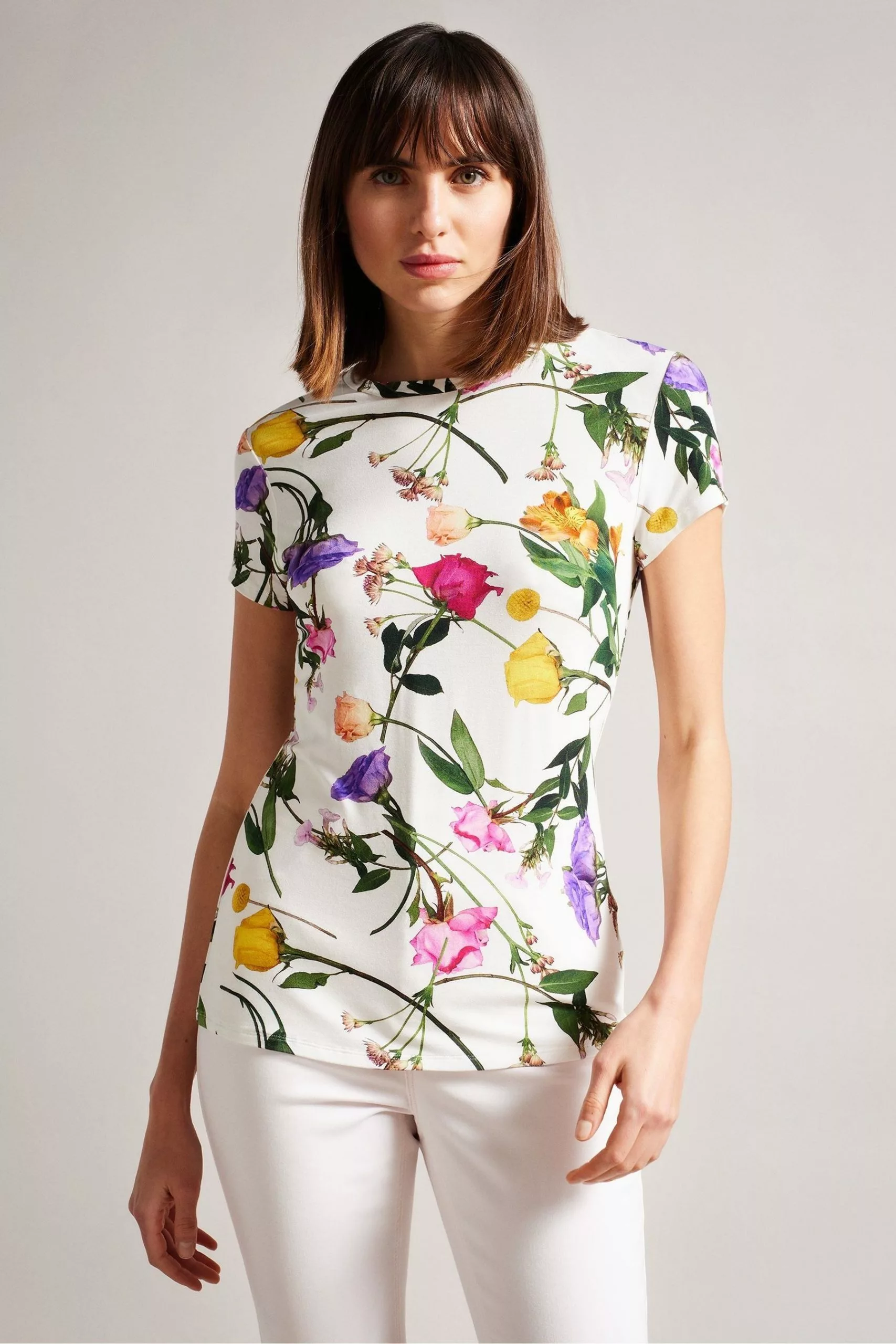 Ted Baker Vikina White Printed Fitted T-Shirt