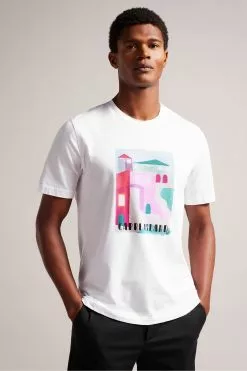 Ted Baker White Josep Short Sleeved Regular Fit Graphic T-Shirt