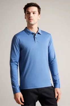 Ted Baker Blue Toler Long Sleeved Slim Soft Touch Polo Shirt