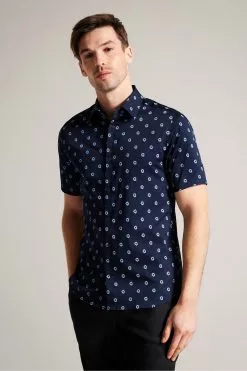 Ted Baker Blue Kymsho Short Sleeve Ditsy Floral Shirt