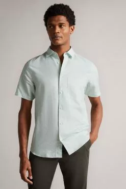 Ted Baker Addle Light Blue Short Sleeve Linen Shirt