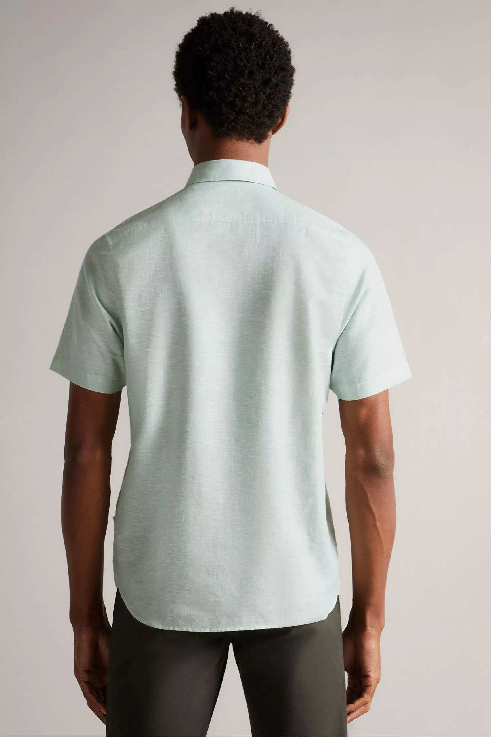 Ted Baker Addle Light Blue Short Sleeve Linen Shirt - Image 2
