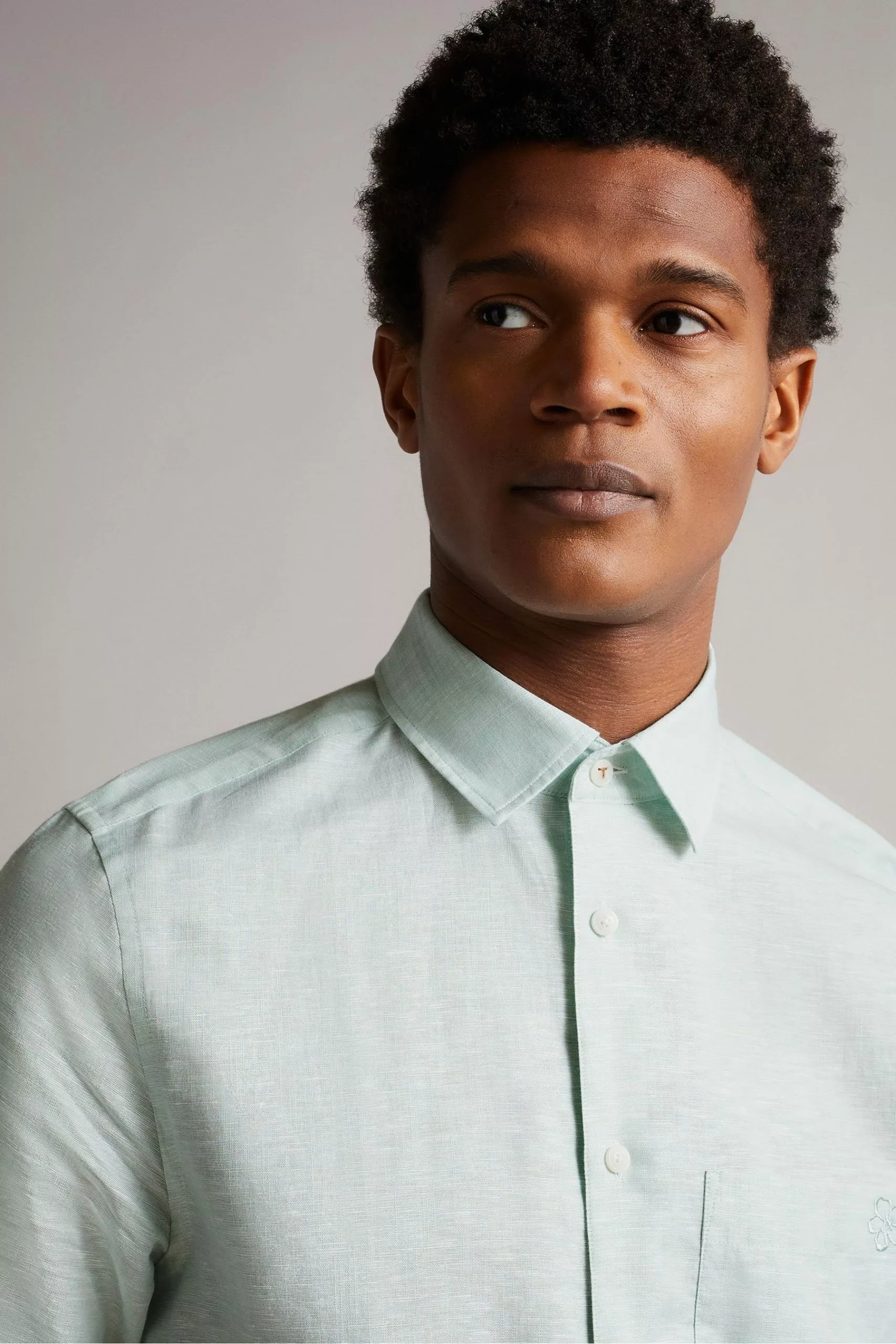 Ted Baker Addle Light Blue Short Sleeve Linen Shirt - Image 4