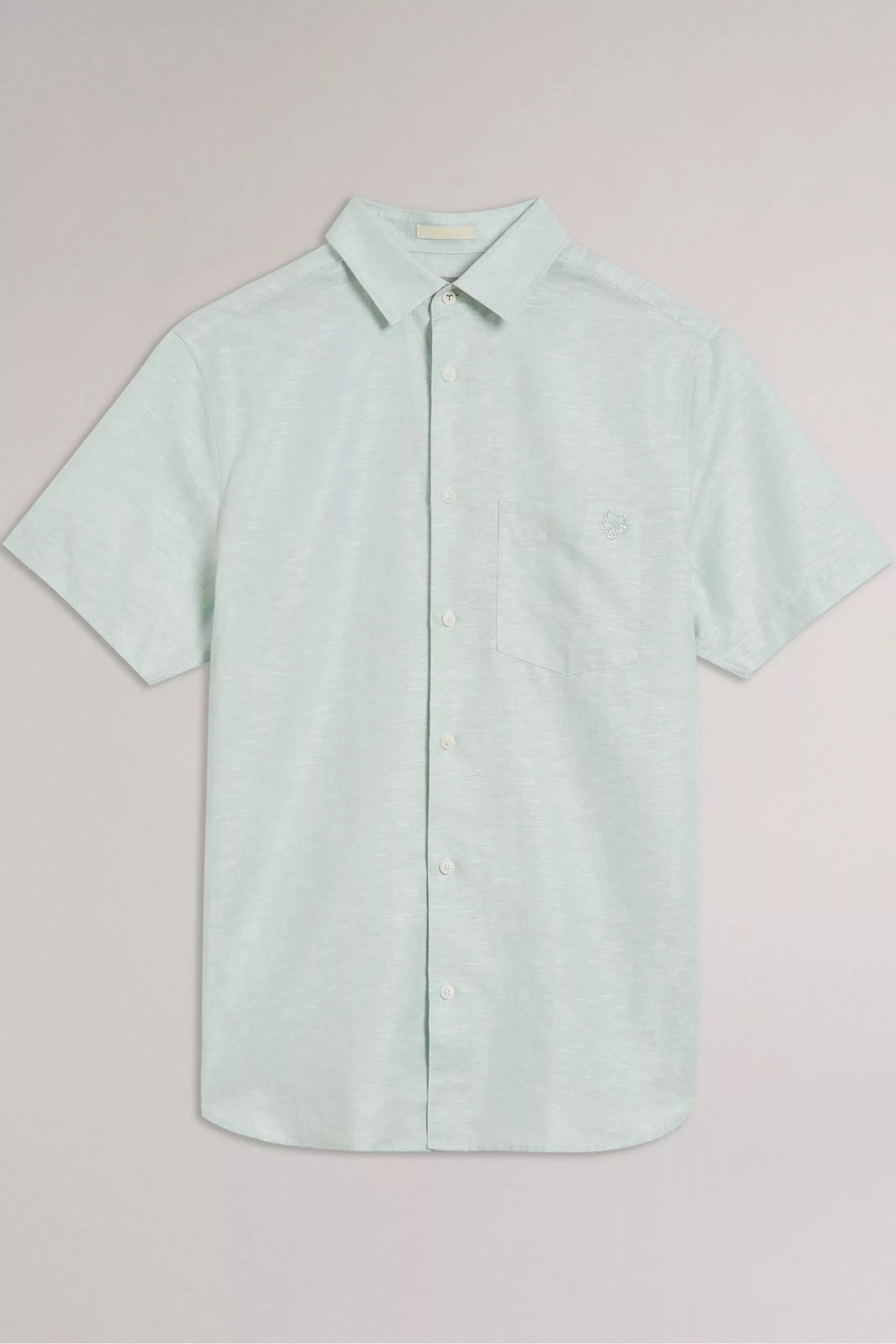 Ted Baker Addle Light Blue Short Sleeve Linen Shirt - Image 6