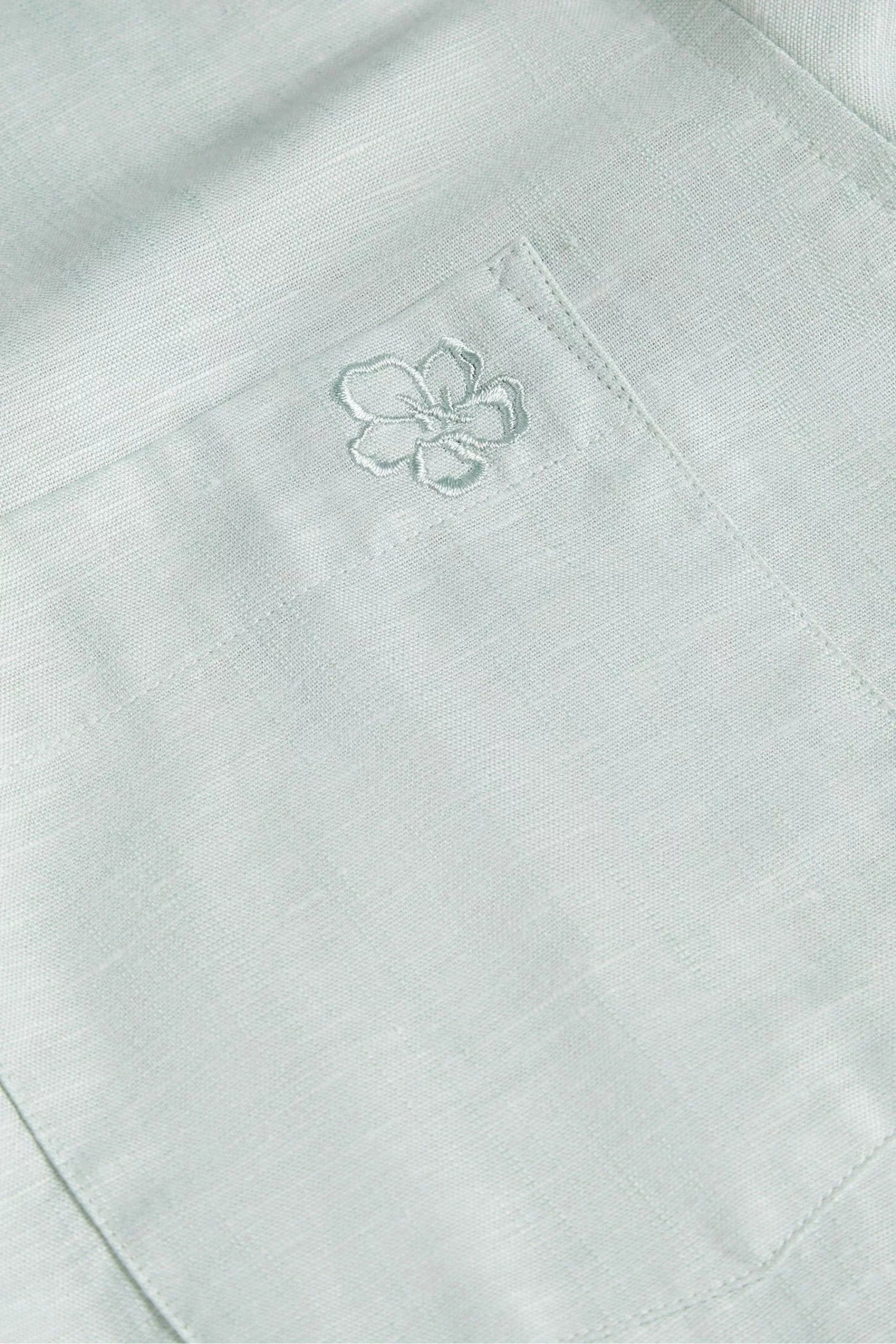 Ted Baker Addle Light Blue Short Sleeve Linen Shirt - Image 7