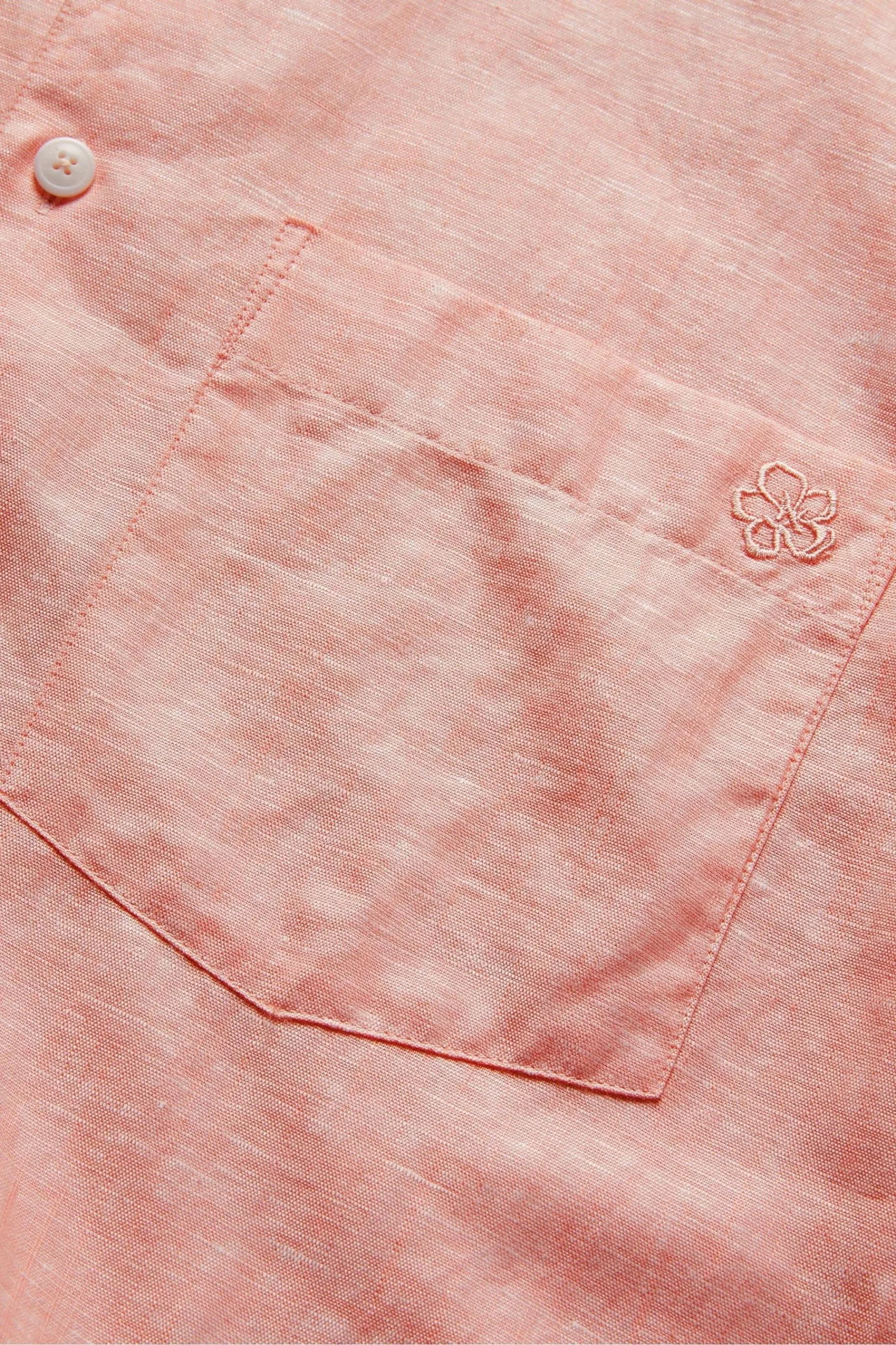 Ted Baker Remark Coral Pink Long Sleeve Linen Shirt - Image 4