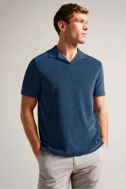 Ted Baker Blue Sndbank Short Sleeved Regular Fit Towelling Polo Shirt