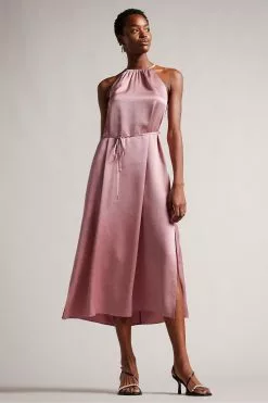 Ted Baker Pink Roxiey Halterneck Midi Dress