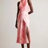 Ted Baker Pink Foreste Cowl Neck Bias Cut Midi Dress