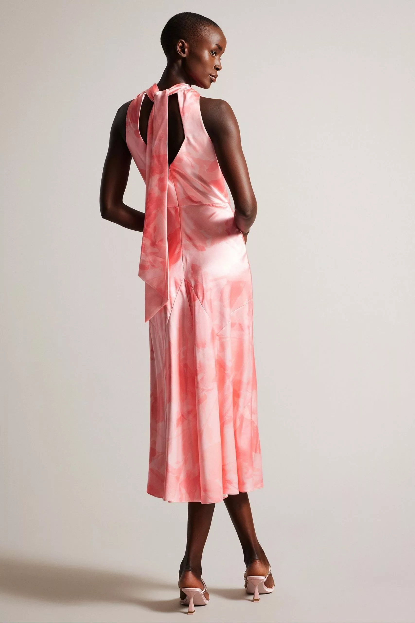 Ted Baker Pink Foreste Cowl Neck Bias Cut Midi Dress - Image 2