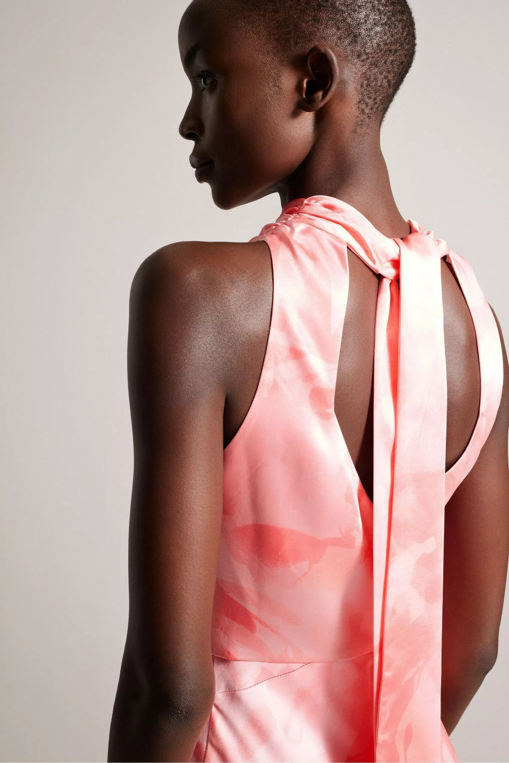 Ted Baker Pink Foreste Cowl Neck Bias Cut Midi Dress - Image 4