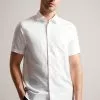 Ted Baker White Kingfrd Short Sleeve Linen Shirt