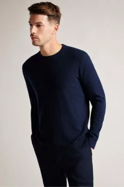 Ted Baker Blue Dartell Long Sleeved Regular T Stitched Crew Neck T-Shirt