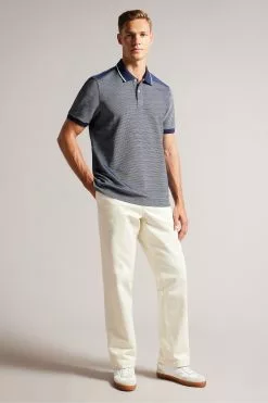 Ted Baker Blue Ellerby Short Sleeved Regular Striped Polo Shirt