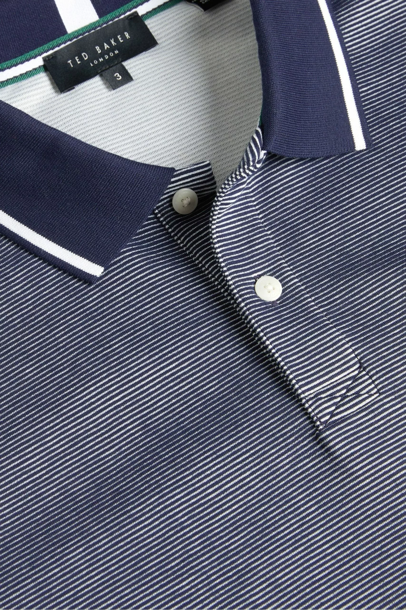Ted Baker Blue Ellerby Short Sleeved Regular Striped Polo Shirt - Image 4