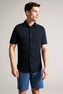 Ted Baker Blue Marrsho Short Sleeve Smart Jersey Shirt