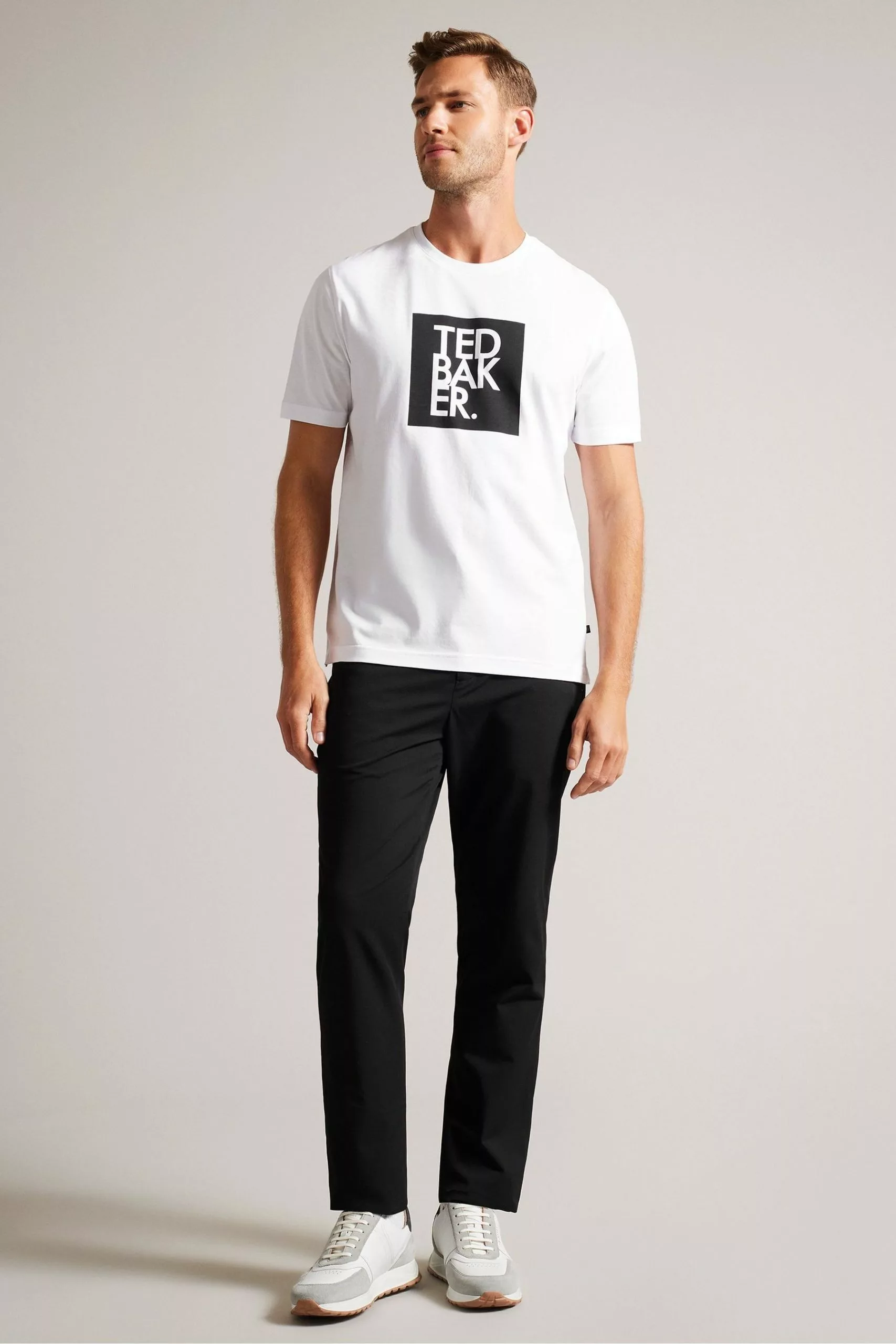 Ted Baker Rofata White Shorts Sleeved Square Branded T-Shirt - Image 3