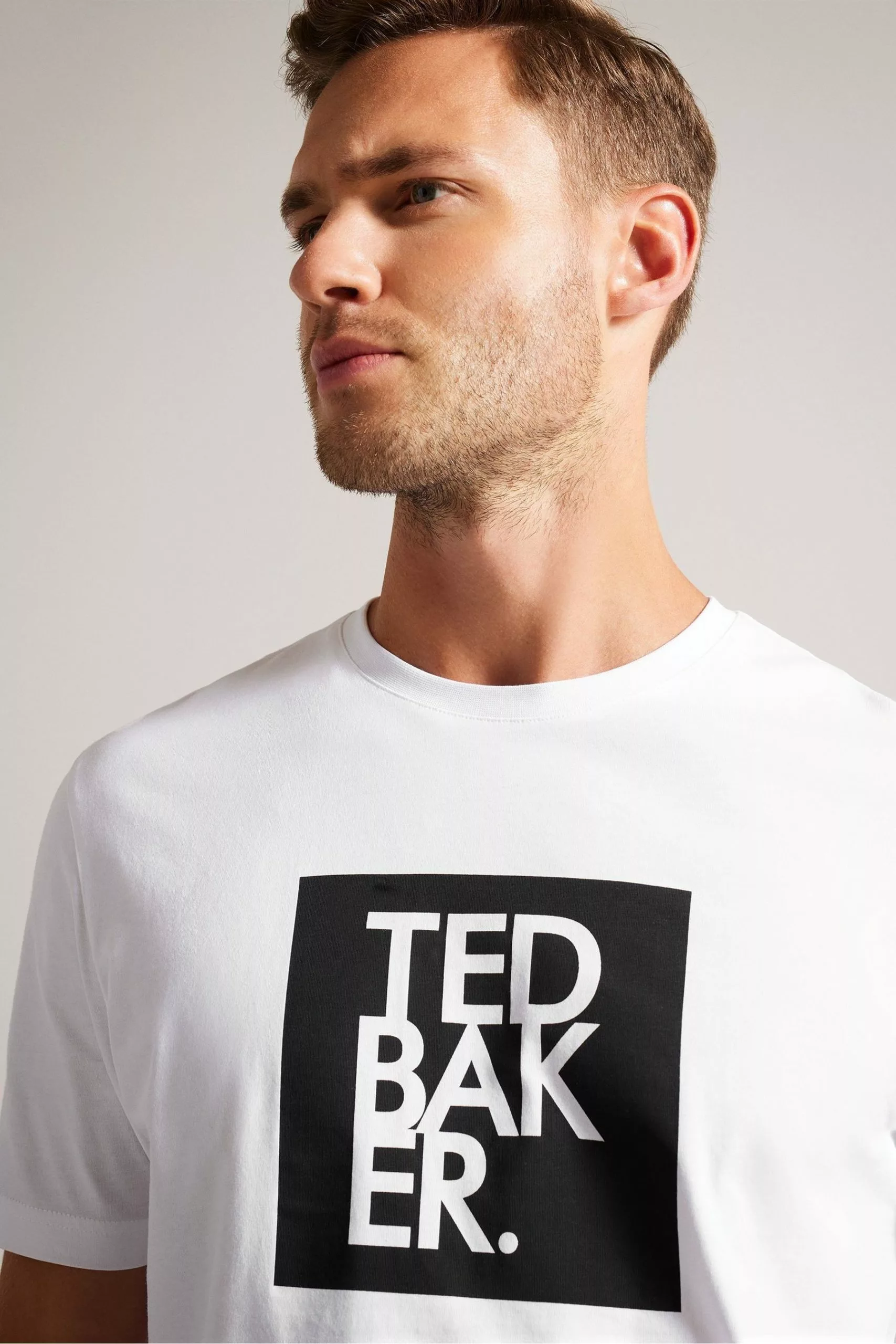 Ted Baker Rofata White Shorts Sleeved Square Branded T-Shirt - Image 4