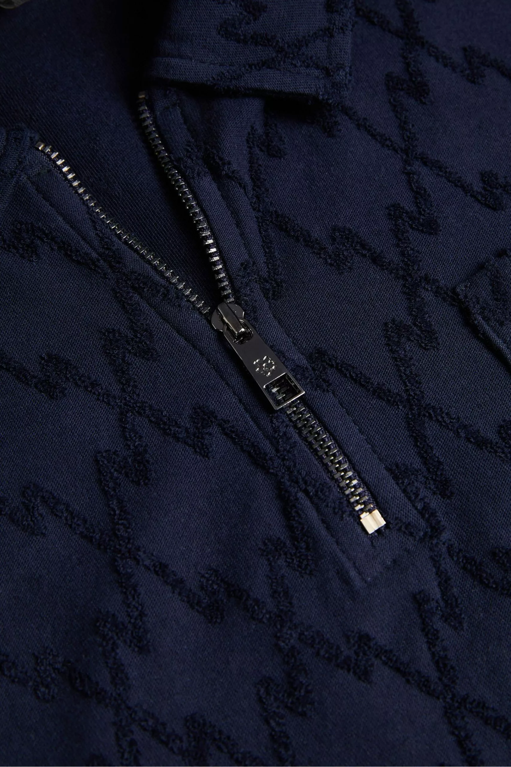 Ted Baker Coram Blue Short Sleeve Zip Jacquard Polo Shirt - Image 5