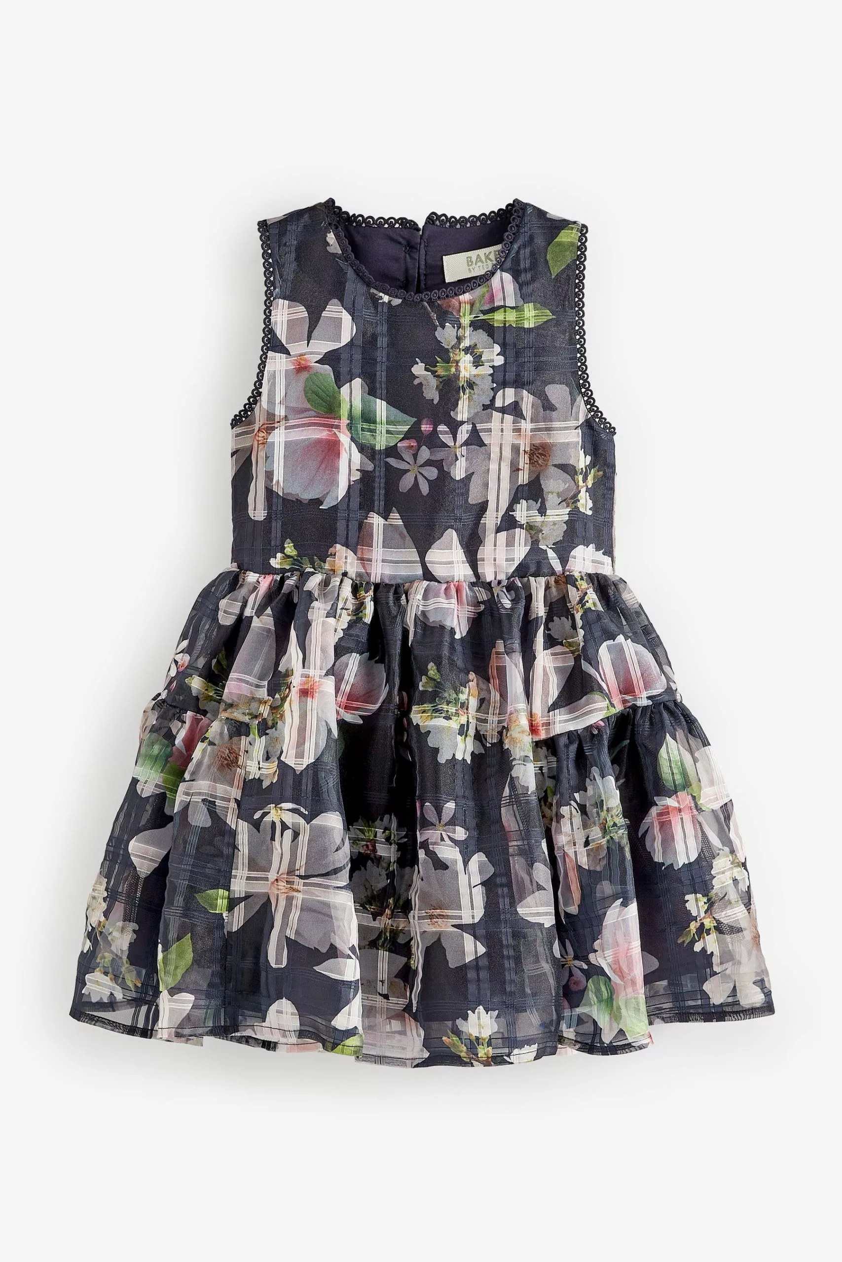 Baker By Ted Baker Navy Blue Burnout Dress - Image 5